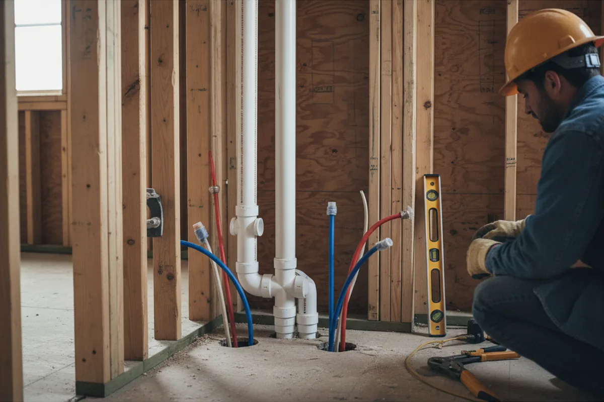 Drain and supply rough-in during Garbage Disposal Repair in San Antonio
