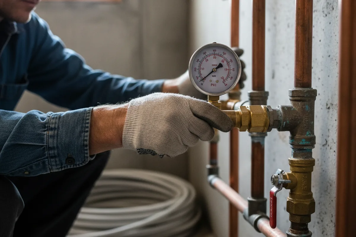 Pressure testing a repaired line during Water Line Repair in San Antonio